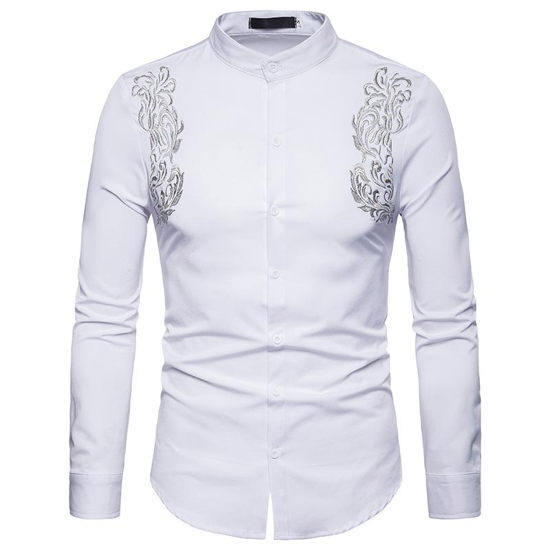 Embroidery Shirt Slim Fit 2021 Mens Chemise Homme Men Heren Shirts Camisa Masculina Men's Casual