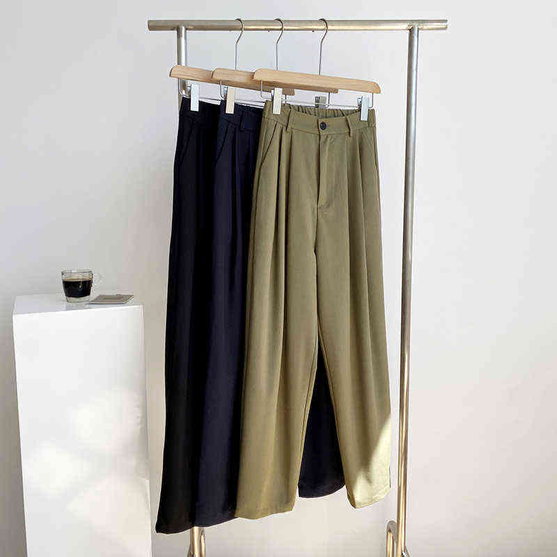 GOPLUS Woman Pants Office Lady Women Wide Leg High Waisted Black Trousers Femme Pantalon Spodnie Damskie Broeken Dames 211115