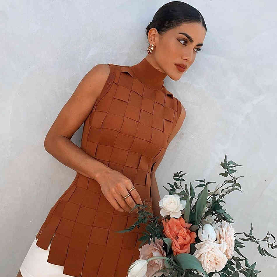 Summer Women Bandage 2 Two Pieces Sets Sexy Tank Sleeveless Tops& Mini Skirt Celebrity Evening Runway Party 210423