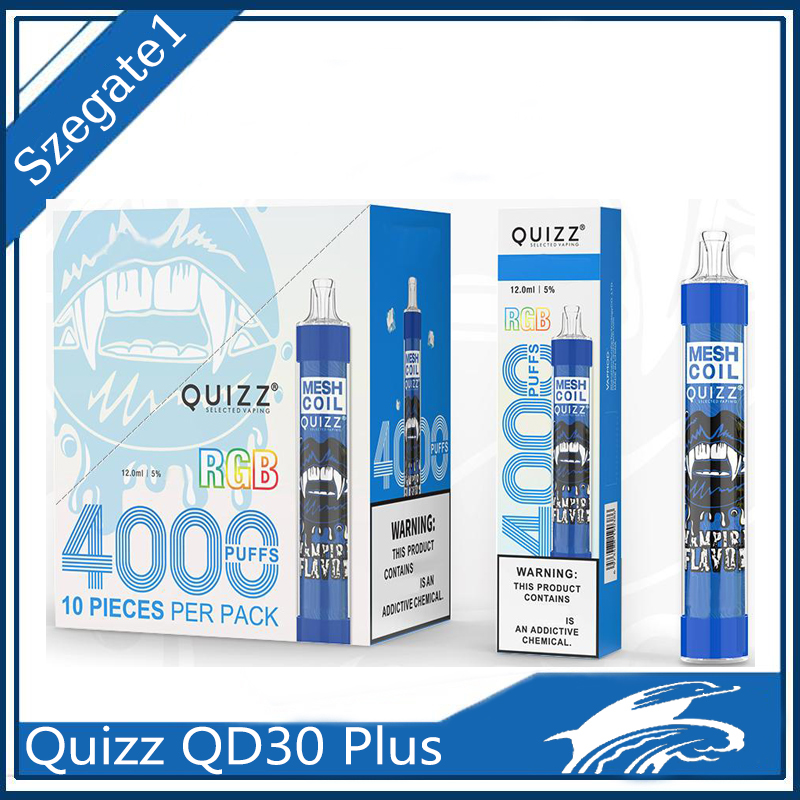 Quizz QD30 Plus Disposable Pods cigarette Device Kit E-cigarettes 4000 Puffs Rechargeable USB 650mAh Battery 12ml Prefilled Pod RGB Light Vape Pen, White
Quizz QD30 Plus Disposable Pods cigarette Device Kit E-cigarettes 4000 Puffs Rechargeable USB 650mAh Battery 12ml Prefilled Pod RGB Light Vape Pen, White