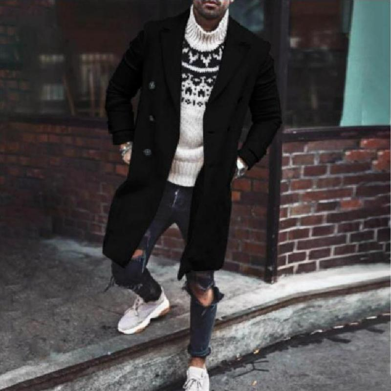 Woolen Coat with Lapel for Men, Casual Jacket In Solid Color, with Side Seam Pockets, Double Breasted, Fashionable, New Collection 2021, Black
Woolen Coat with Lapel for Men, Casual Jacket In Solid Color, with Side Seam Pockets, Double Breasted, Fashionable, New Collection 2021, Black