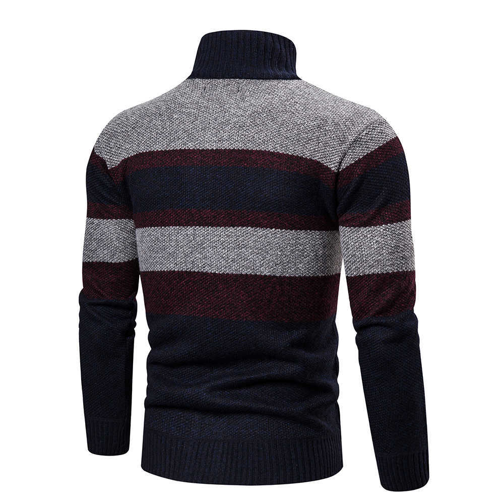 autumn Winter cardigan men striped knitted cardigan men's winter jacket coat zipper cardigan Warm Knitted Sweater 211008