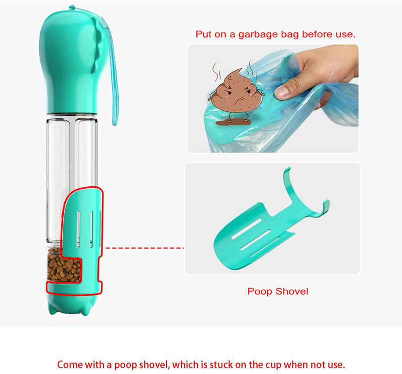 Pet Bowls 300ML Outamateur Dog Travel Water Bottle Portable Pets Drinking Cup Multifunctional Outdoor for Dogs and Cats with Poop Shovel