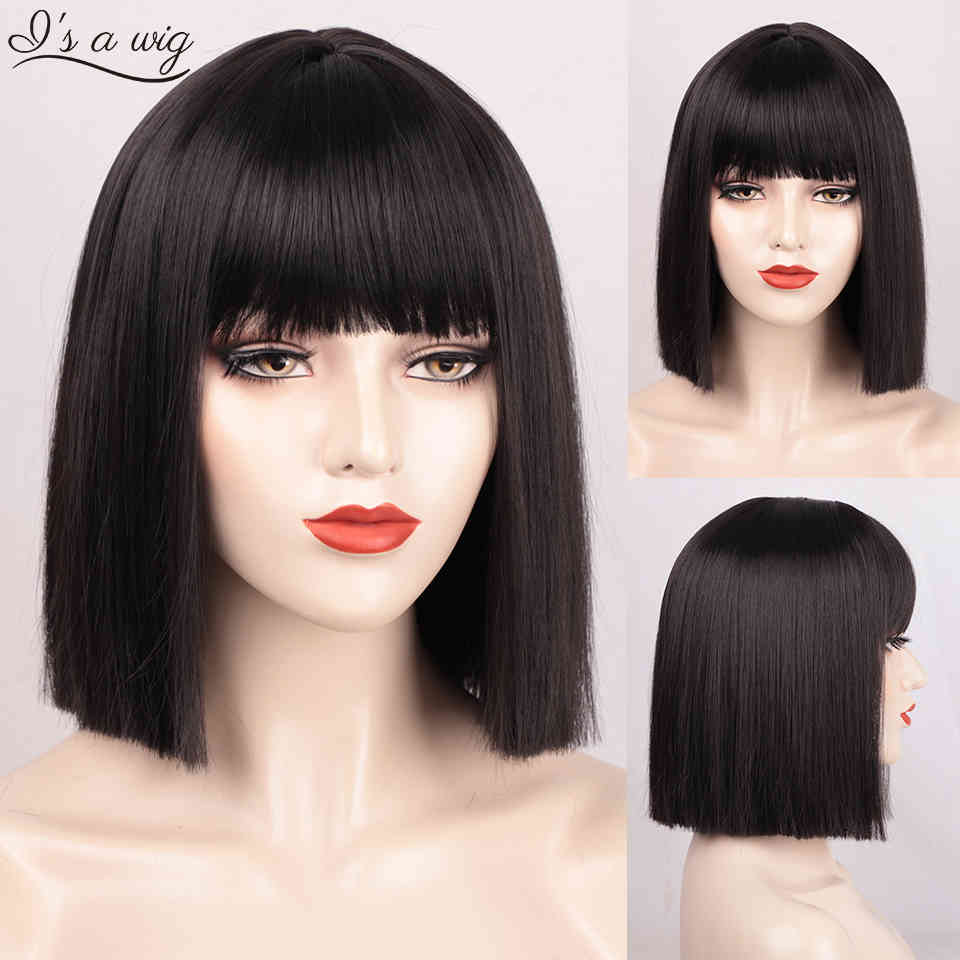 I's a wig Short Straight Black Wig with Bangs Synthetic Bob Wigs Women Pink Red Purple Brown Cosplay Hair for Party Daily
I's a wig Short Straight Black Wig with Bangs Synthetic Bob Wigs Women Pink Red Purple Brown Cosplay Hair for Party Daily