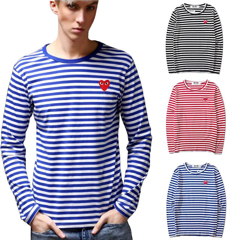 Women' T-Shirt PLAY Men Women Striped Love Embroidery Cotton Round Neck Long-sleeved Straight Spring Summer Couple, Black
Women' T-Shirt PLAY Men Women Striped Love Embroidery Cotton Round Neck Long-sleeved Straight Spring Summer Couple, Black