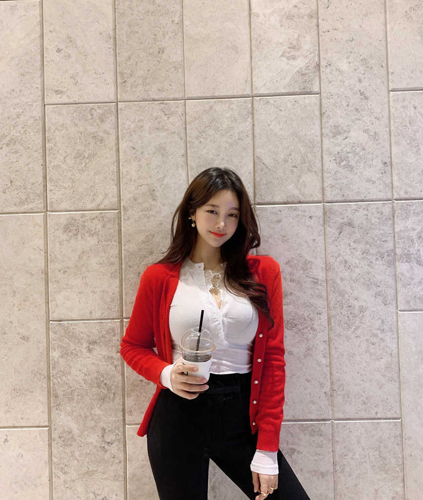 WOMENGAGA Korea Spring Summer Tops Sexy Slim Mesh Lace Button Long Sleeve Women's T-shirt Tshirt Sweet G88P 210603