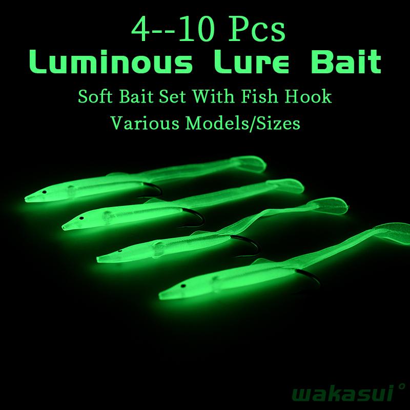 10Pcs Sea Bass High Quality Luminous Fishing Lures Rubber Worm Small Eel Crank Bait With Hook OutdoorFishing Accessories Hooks
10Pcs Sea Bass High Quality Luminous Fishing Lures Rubber Worm Small Eel Crank Bait With Hook OutdoorFishing Accessories Hooks