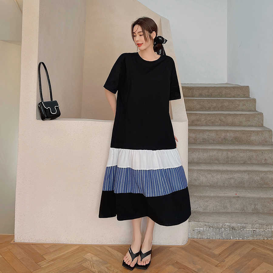 VANOVICH Summer Women Dress Striped Stitched Short Sleeve Round Collar Korean Style Cotton Clothing 210615, Black
VANOVICH Summer Women Dress Striped Stitched Short Sleeve Round Collar Korean Style Cotton Clothing 210615, Black
