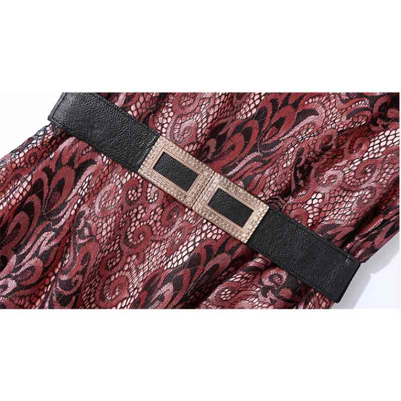 Arrival Spring Summer Dress Women Elegant Sexy Hollow Out Lace Female Vintage Party Vestidos Free Belt 210520