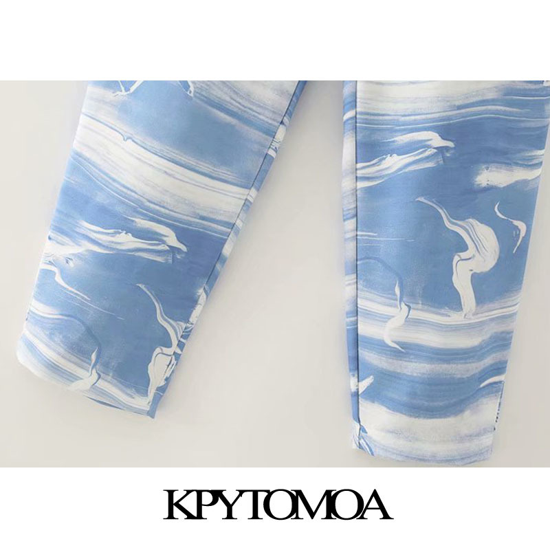 Women Chic Fashion Animal Print Side Pockets Pants High Waist Zipper Fly Female Ankle Trousers Mujer 210420
