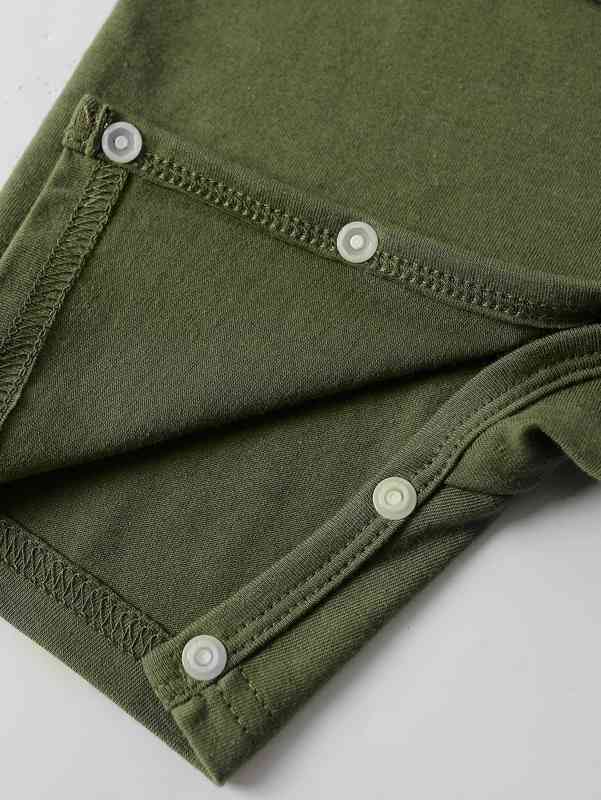 Baby Letter Graphic Kangaroo Pocket Polo Neck Romper SHE