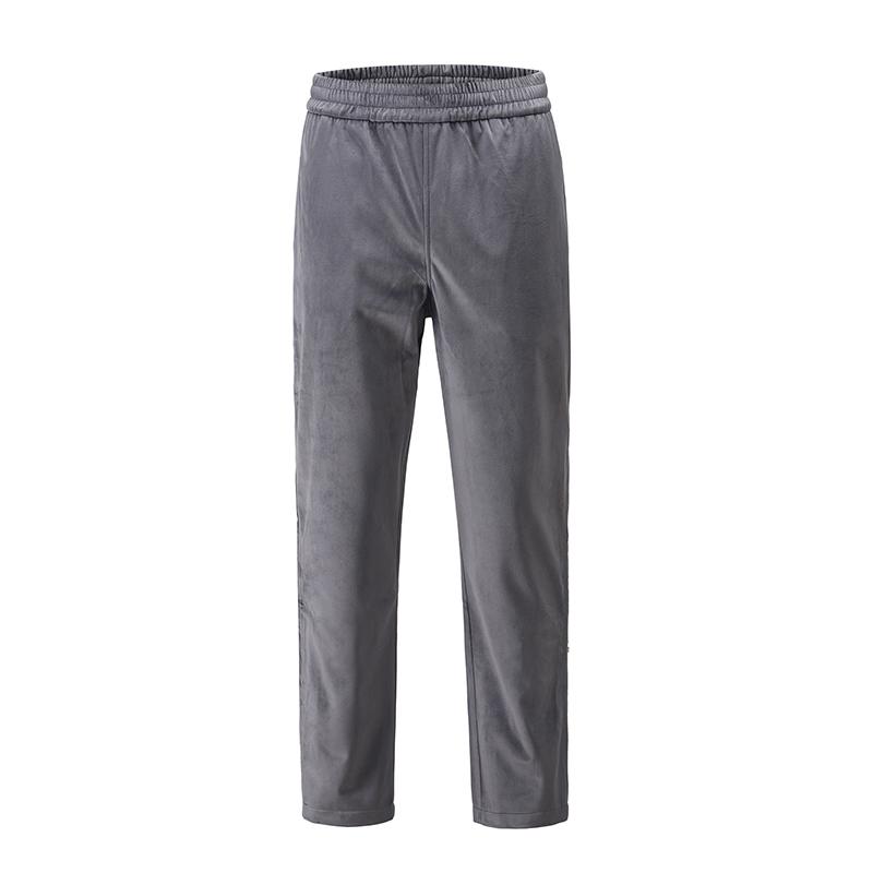 Side Button Velvet Solid Sweatpants Mens Straight Ankle Zipper Baggy Casual Track Pants Streetwear Elastic Waist Loose Trousers Men's