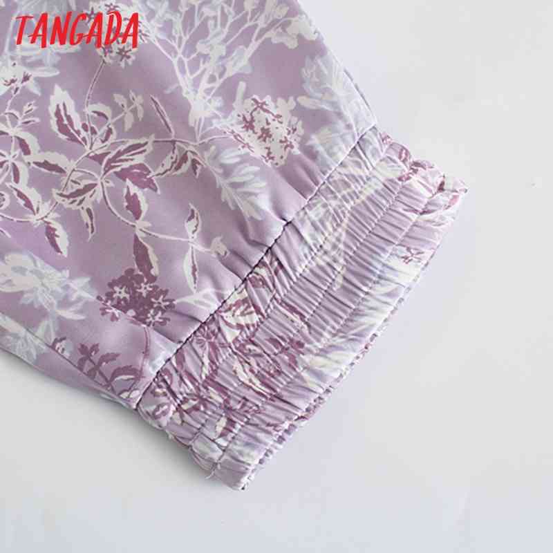 Fashion Women Floral Print Trousers Vintage Style Strethy Waist Lady Pants Pantalon JE40 210416