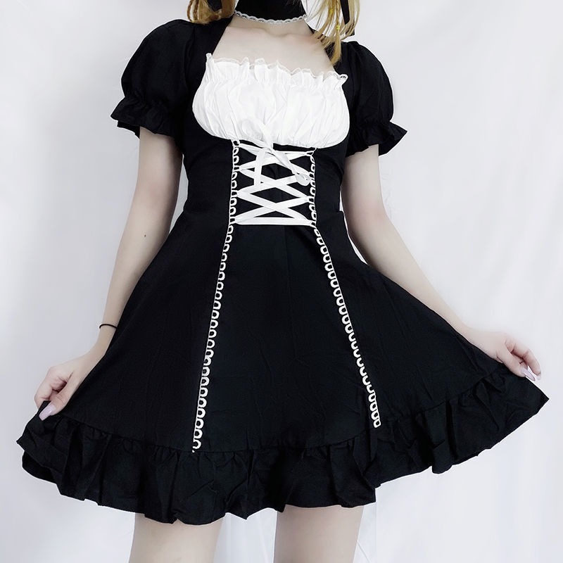 QWEEK Womens Maid Dress Kawaii Lolita Outfit French Milkmaid Costumes Cosplay Bandage Sexy Waitress Dress Puff Sleeve Uniform, Black
QWEEK Womens Maid Dress Kawaii Lolita Outfit French Milkmaid Costumes Cosplay Bandage Sexy Waitress Dress Puff Sleeve Uniform, Black
