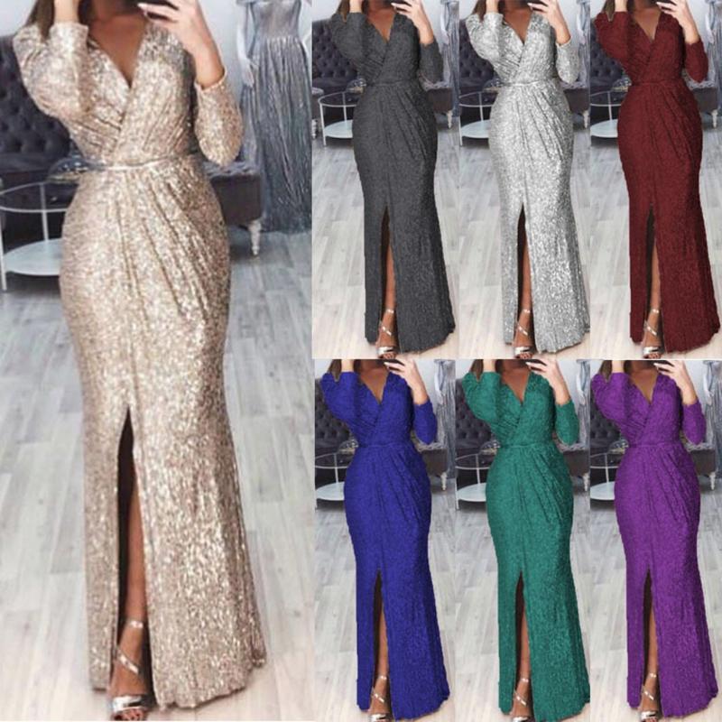 Casual Dresses Fashion Maxi For Women Sexy Elegant Solid Long Sleeve V-Neck Bandage Split Formal Evening Party Dress Sukienki, Black
Casual Dresses Fashion Maxi For Women Sexy Elegant Solid Long Sleeve V-Neck Bandage Split Formal Evening Party Dress Sukienki, Black