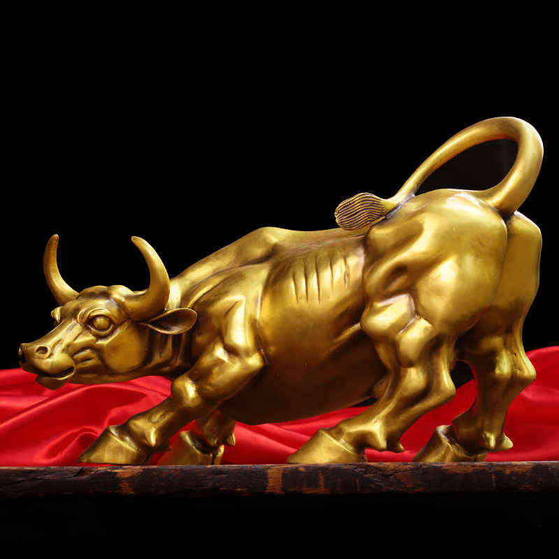 100 Brass Bull Wall Street Cattle Sculpture Copper Cow Statue Mascot Exquisite Crafts Ornament Office Decoration Business Gift H14971090