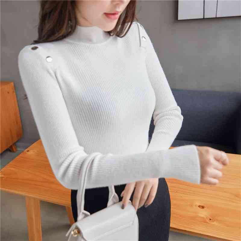 Elegant White Women Steater Long Sleeve Sweaters Fashion Pullovers Knitted Clothing 1830 50 210508