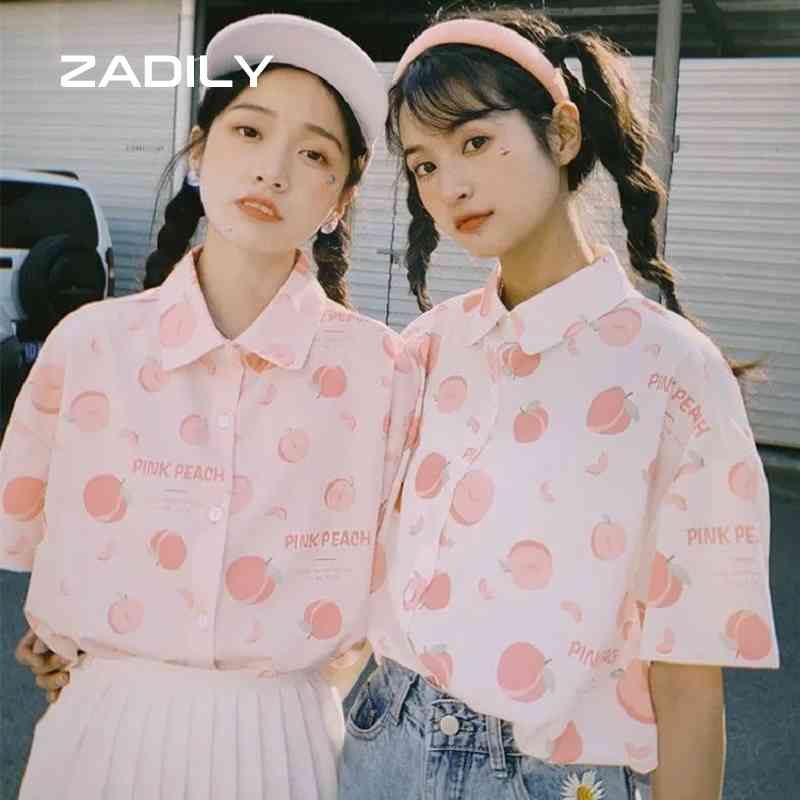 ZADILY Summer Lolita Style Women Shirt Blouse Kawaii Peach Print Ladies Chiffon Oversize Short Sleeve Female Tops 210521, Sku
ZADILY Summer Lolita Style Women Shirt Blouse Kawaii Peach Print Ladies Chiffon Oversize Short Sleeve Female Tops 210521, Sku
