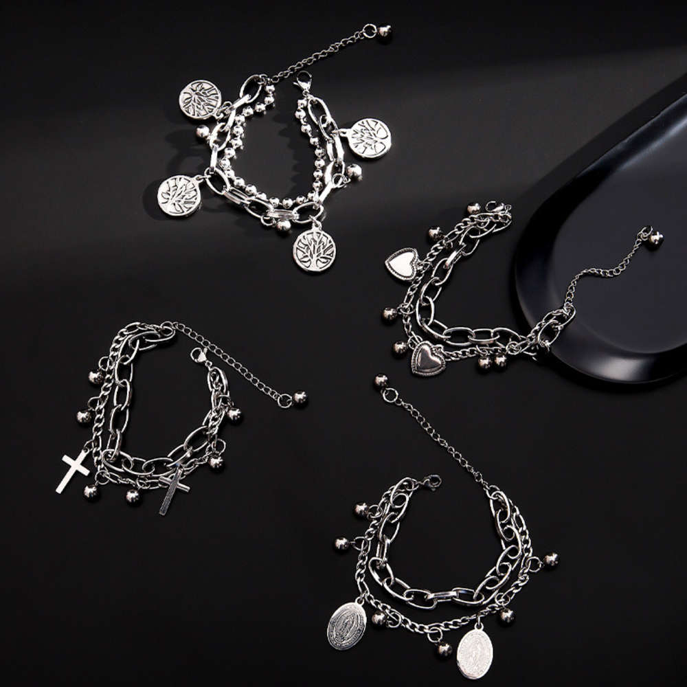 women's design student cross love double layer Bracelet Korean personalized friend accessories, Golden;silver
women's design student cross love double layer Bracelet Korean personalized friend accessories, Golden;silver