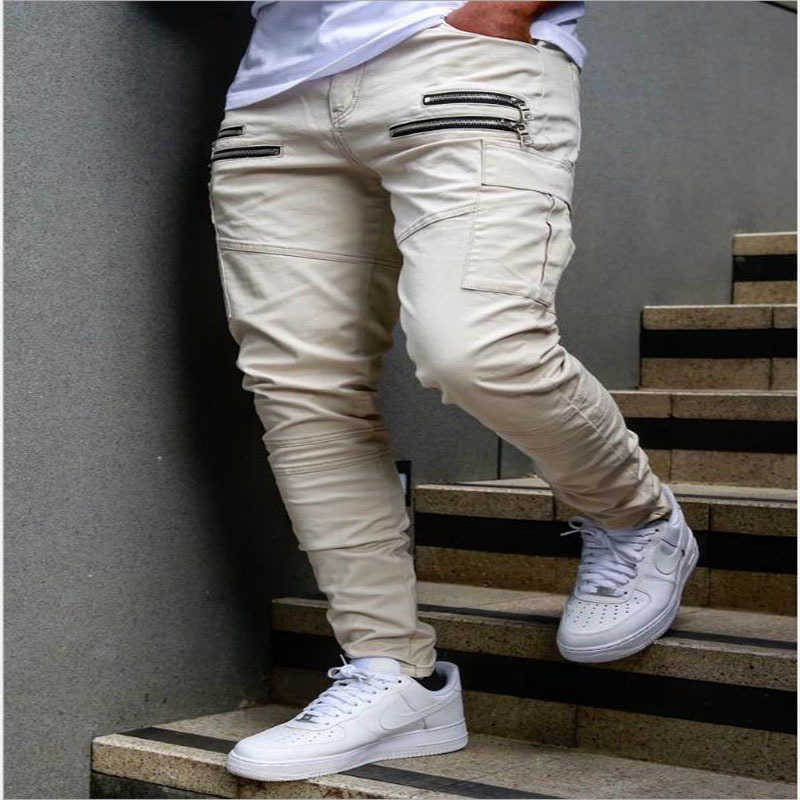 Autumn Men Cargo Pants Hip Hop Harem Joggers Pants Male Trousers Mens Solid Multi-pocket Pants Skinny Fit Sweatpants CX200729