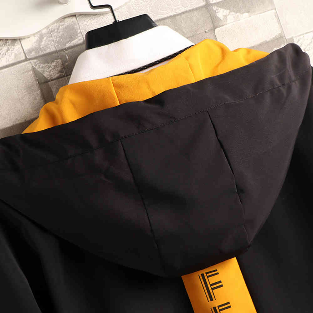 Hooded Jackets Men Patchwork Color Block Pullover Jacket Fashion Tracksuit Coat Men Hip Hop Streetwear Jacket Men JK19082 210518