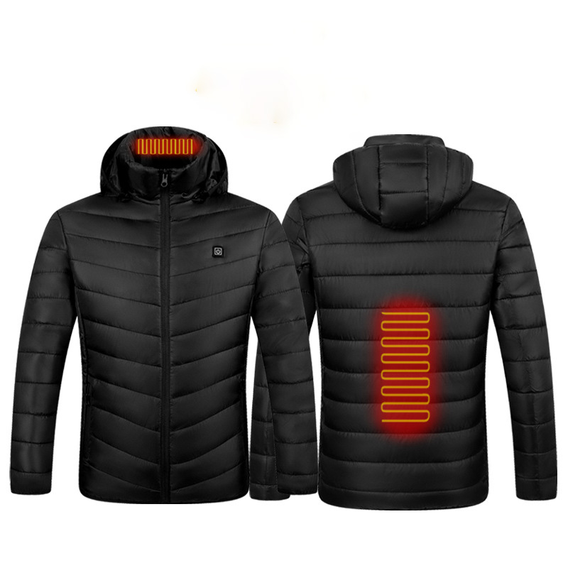 Men's Parkas Hooded Winter Thickening Nine-zone Smart Heating Zone 2 Zone Four-zone Electric Cotton-padded Jacket USB Charging, Black 
Men's Parkas Hooded Winter Thickening Nine-zone Smart Heating Zone 2 Zone Four-zone Electric Cotton-padded Jacket USB Charging, Black