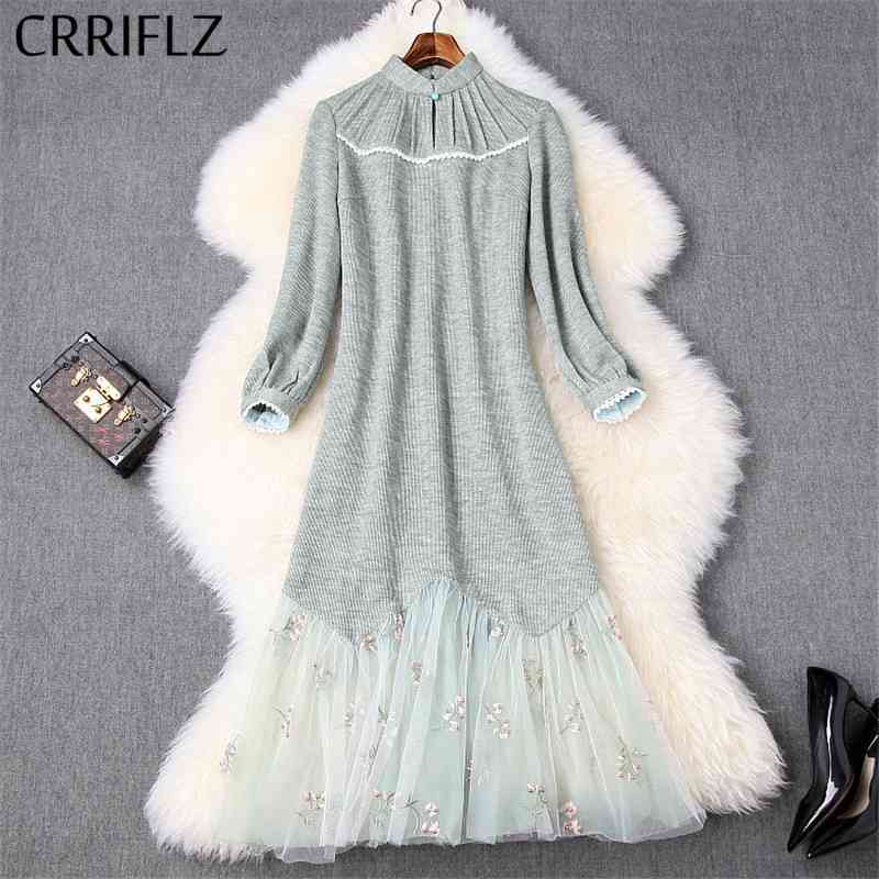 Autumn Winter Knitted Dress Women Mesh Patchwork Vintage Long Elegant Lantern Sleeve Stand Collar Mermaid 210520, Light green
Autumn Winter Knitted Dress Women Mesh Patchwork Vintage Long Elegant Lantern Sleeve Stand Collar Mermaid 210520, Light green