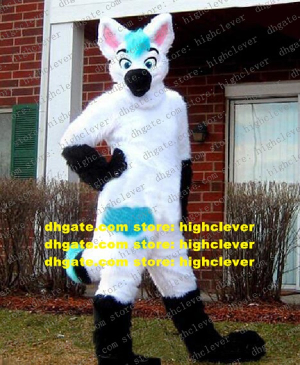 

White Long Fur Furry Wolf Coyote Jackal Dhole Fox Mascot Costume Fursuit Cartoon Character Expo Fair Motexha Spoga Sales Promotion zx453, As in photos