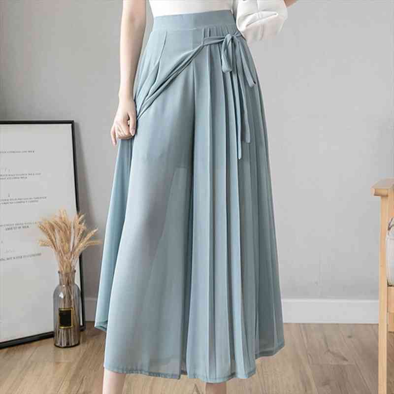 spring summer style korean pleated chiffon trousers large size elastic waist casual pants hakama woman trousers skirts, Black;white
spring summer style korean pleated chiffon trousers large size elastic waist casual pants hakama woman trousers skirts, Black;white