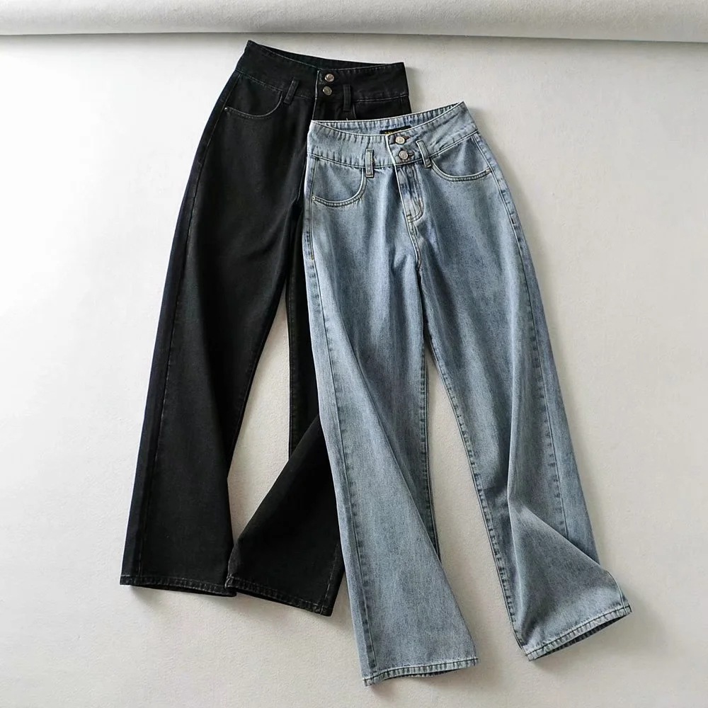 Nomikuma Fall Women Jeans Pants High Waisted Long Trousers Causal Korean Demin Wide Leg Pants Pantalones De Mujer 6B994 210427