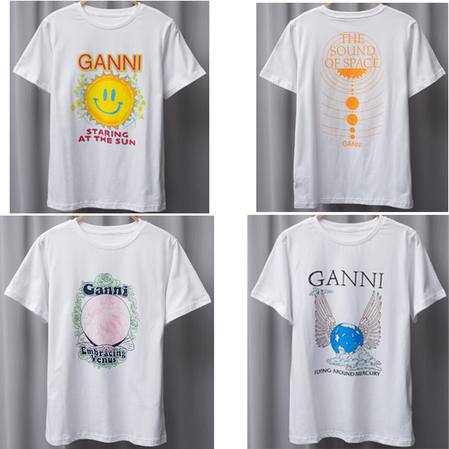 Women 35GANNI T-shirt short sleeve gaze sunshine smiling face star pattern print loose Northern Europe High-quality temperament cotton, Yellow sun
Women 35GANNI T-shirt short sleeve gaze sunshine smiling face star pattern print loose Northern Europe High-quality temperament cotton, Yellow sun