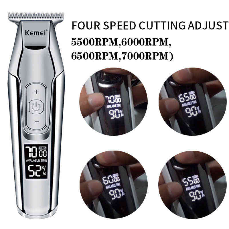 Kemei Professional Electric Hair Clippers Trimmer for men LCD Display hair cutting machine clipper shaver Beard Trimmers 220121