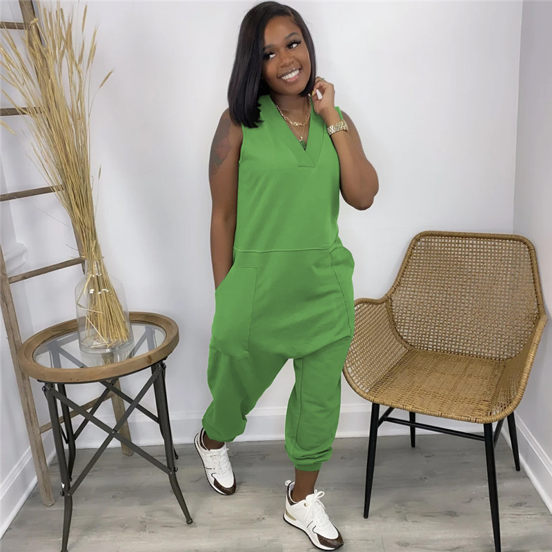 3XL 4XL 5XL Summer Women jumpsuits plus size sleeveless rompers solid color loose bodysuits Casual bigger sizes Overalls Sports Black pants DHL 4899