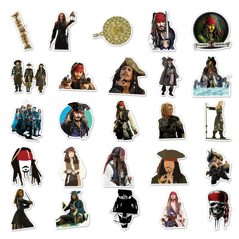 Laptop Of The Car-ibbean Graffiti Stickers DIY Personalized Movies Sticker For Tablet PC Skateboard Luggage Vehicle Home Appliance Waterproof 50 PCS