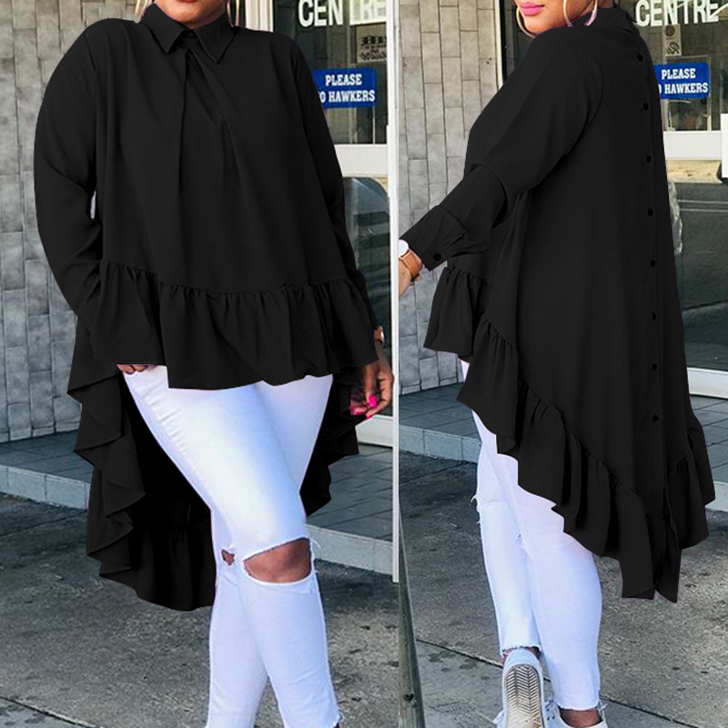 Celmia Women Asymmetrical Tops 2021 Fashion Solid Back Buttons Ruffles Blouses Long Sleeve Lapel Casual Blouse Ladies Blusas 5XL, Sky blue
Celmia Women Asymmetrical Tops 2021 Fashion Solid Back Buttons Ruffles Blouses Long Sleeve Lapel Casual Blouse Ladies Blusas 5XL, Sky blue
