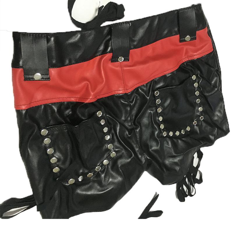 Large Size Short Pants Punk Goth PU Leather Women Sexy Skinny Lace Up Pockets Patchwork High Waist Club Shorts For Girls Women's