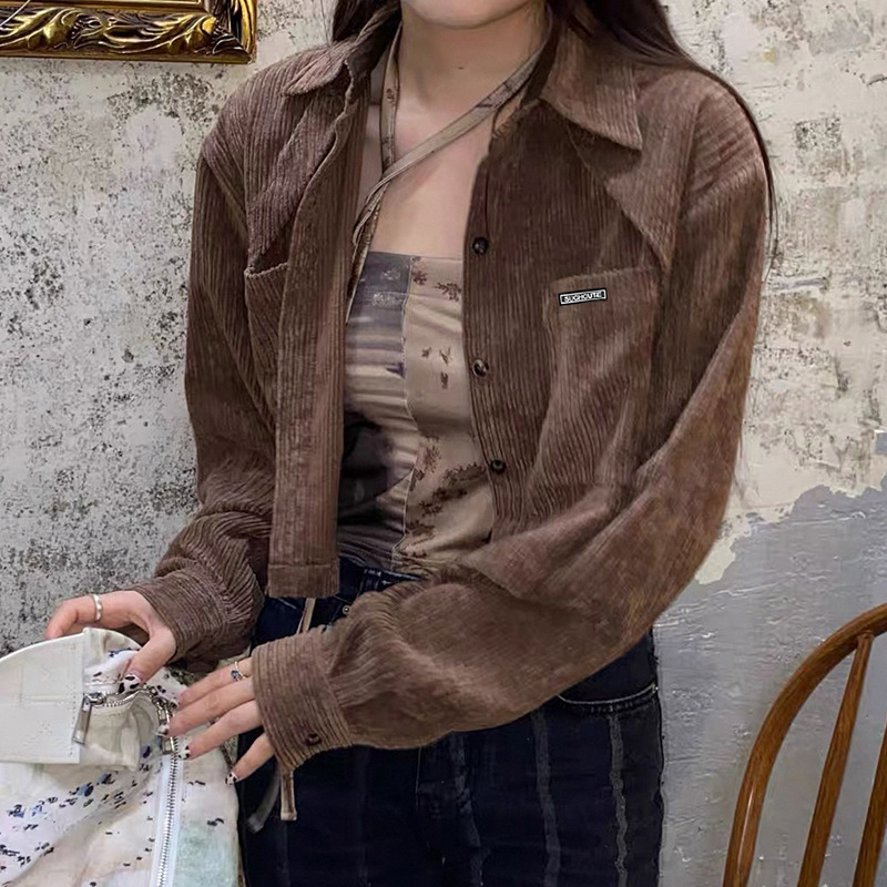 Women's Short Jacket Corduroy Pocket Brown Retro Coat Street Trend Outer Workwear Top
Women's Short Jacket Corduroy Pocket Brown Retro Coat Street Trend Outer Workwear Top