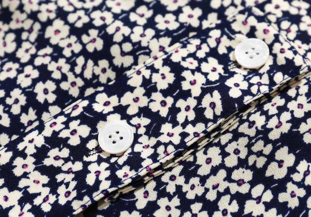 Elegant French style Women Floral Print Lapel Shirt Dress Retro Summer Single-breasted Buttons Short Dresses Vintage 210429