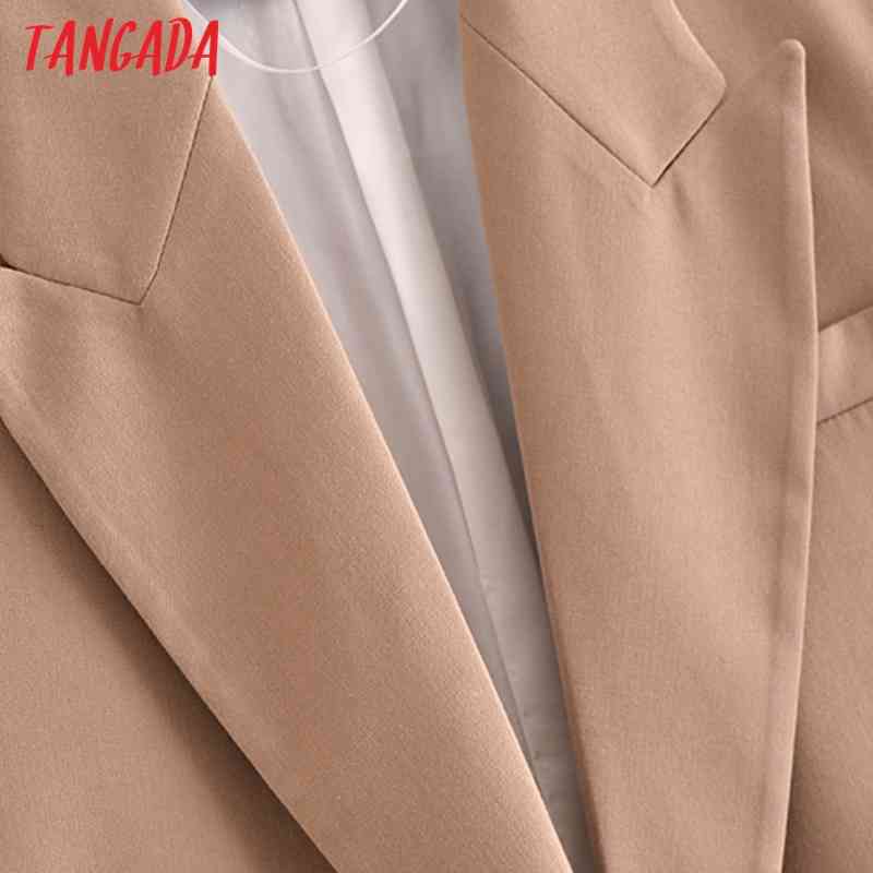 Women Fashion Solid Khaki Crop Blazer Coat Vintage Long Sleeve Female Outerwear Chic Tops 3H264 210416