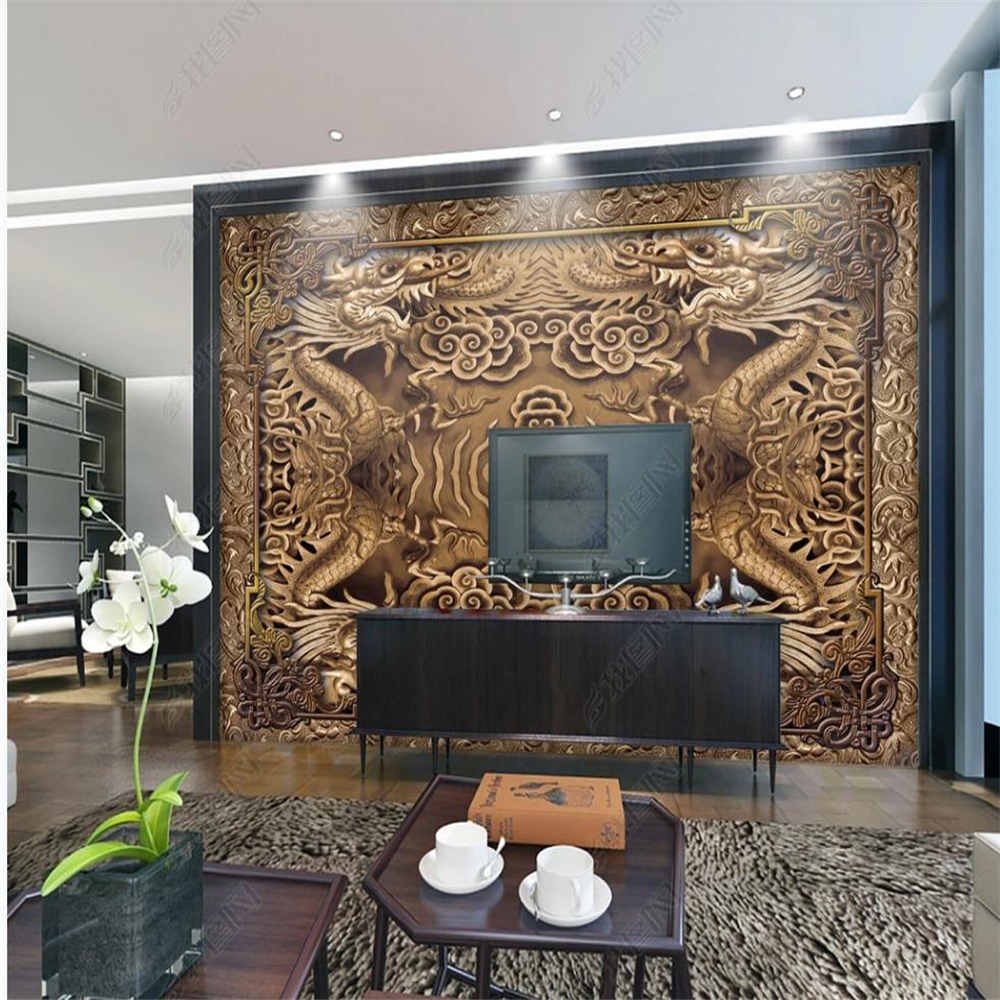 customized wallpaper dragon pattern antique 3D background wall window mural wallpapers