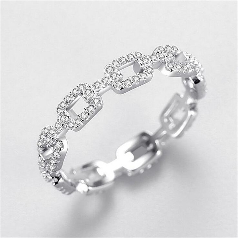 Ins Top Sell Sweet Cute Simple Fashion Luxury Jewelry Real 100% 925 Sterling Silver Pave White Sapphire Party Eternity CZ Diamond Women Wedding Chain 