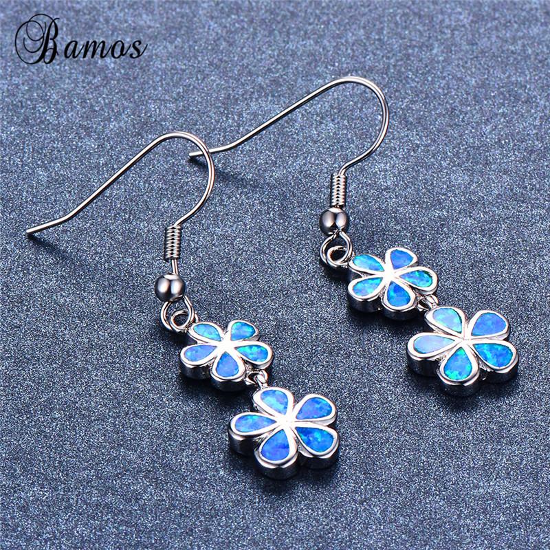 Dangle & Chandelier Bamos Boho Blue Fire Opal Drop Earrings Cute Double Flowers For Women Girls Fashion Vintage Wedding Enagement Jewelry, Silver
Dangle & Chandelier Bamos Boho Blue Fire Opal Drop Earrings Cute Double Flowers For Women Girls Fashion Vintage Wedding Enagement Jewelry, Silver