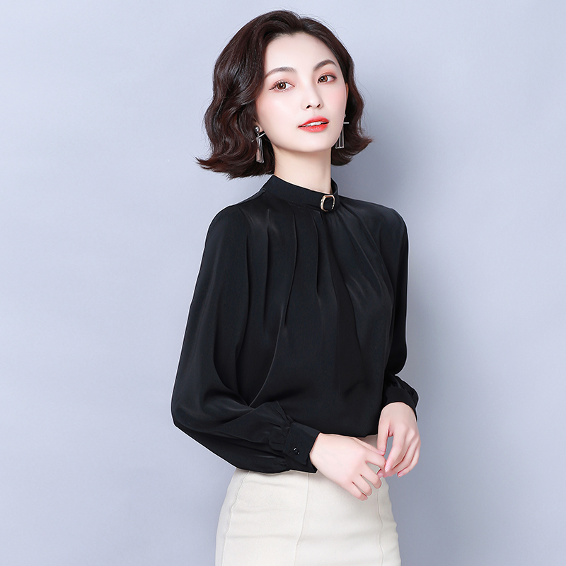 Blusas Mujer De Moda Autumn Chiffon Long Sleeve Womens Tops and Blouses Solid White Black Elegant Slim Women Shirts 7041 50 210510