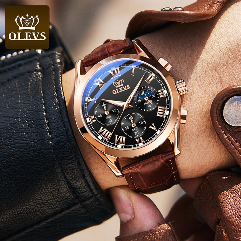 OLEVS Top Brand Mens Quartz Watch Noctilucent Business Waterproof Luxury Watch Leather Strap Relogio Masculinog, Gold black face
OLEVS Top Brand Mens Quartz Watch Noctilucent Business Waterproof Luxury Watch Leather Strap Relogio Masculinog, Gold black face