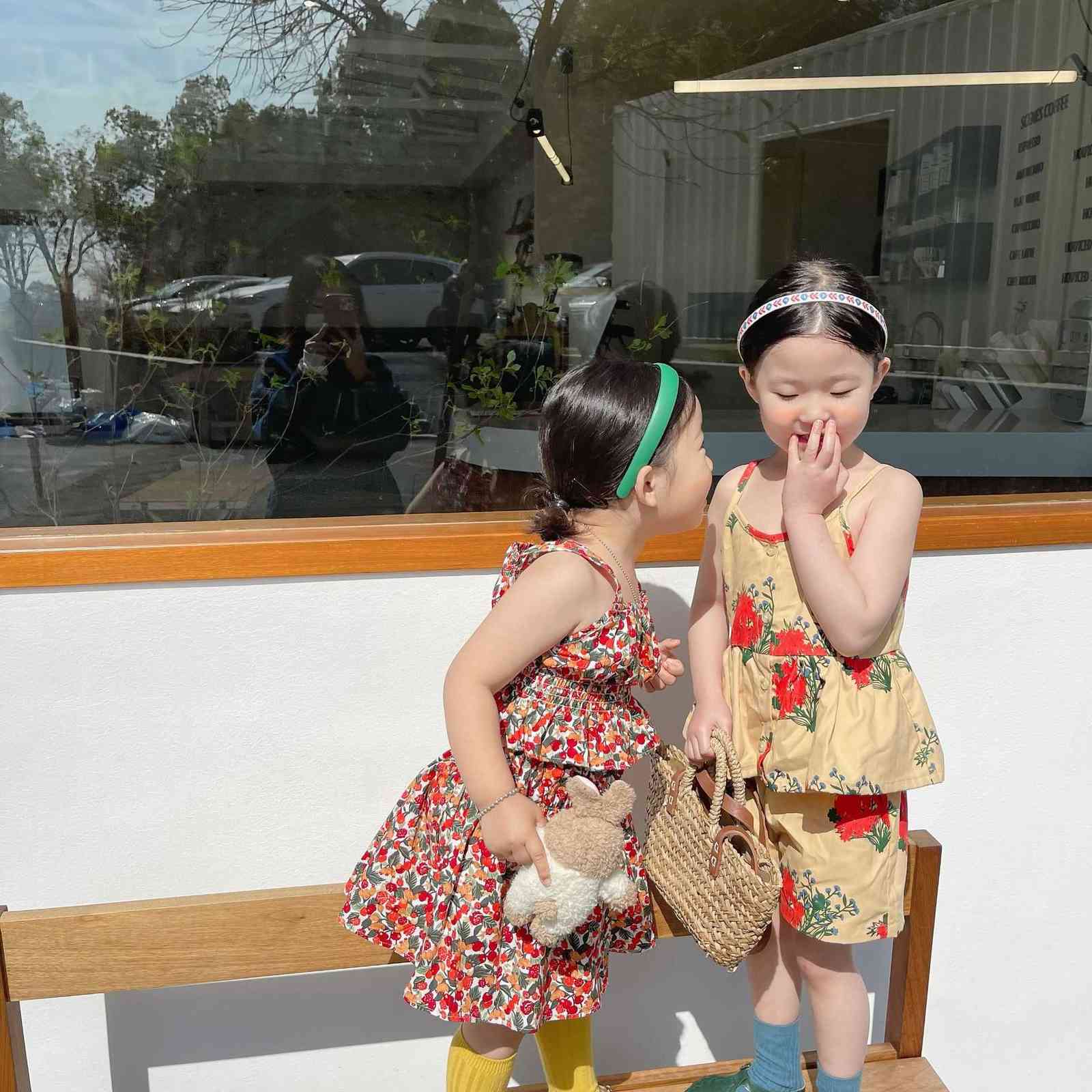 Lovely Girls Summer Print Outfit Cotton 2 Pcs Clothes Set for Kids Boutique Clothing Wholesale Chill Sets 2 Piece 210529