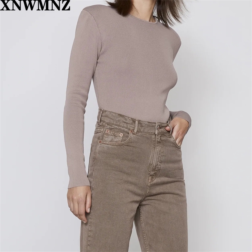 Women Fashion Knit Sweater with shoulder pads Vintage round Neck long Sleeve Female Pullovers Chic Tops 210520, Picture color 
Women Fashion Knit Sweater with shoulder pads Vintage round Neck long Sleeve Female Pullovers Chic Tops 210520, Picture color