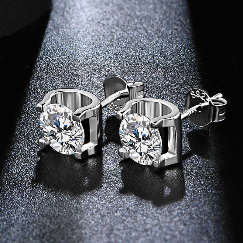 Silver 925 5.0mm 0.5Ct Diamond Earrings Wedding Jewelry Women Earring Stud Sterling 925 Round 210616