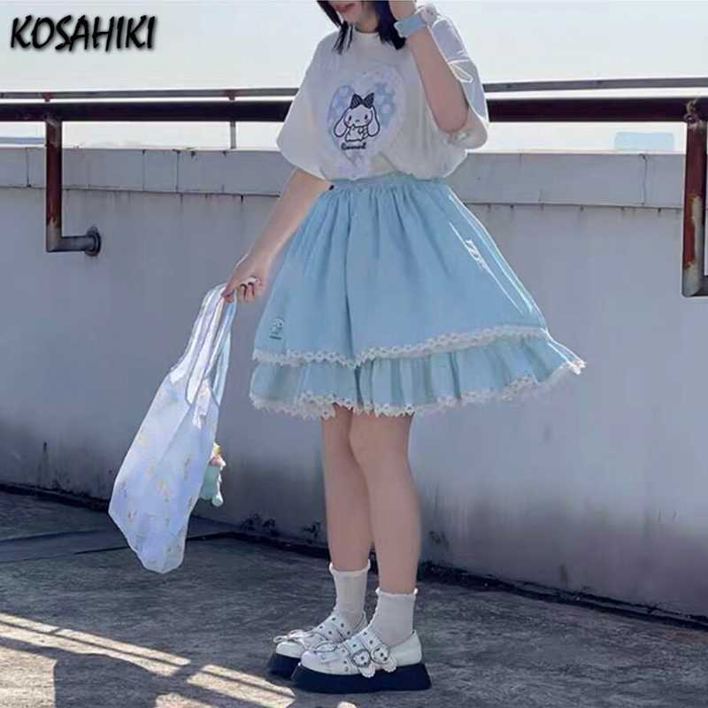 KOSAHIKI Japanese Harajuku Girls Pleated Skirts Gothic Sweet Lolita Cake Mini Skirt Ball Gown Women Kawaii Short summer 210619
