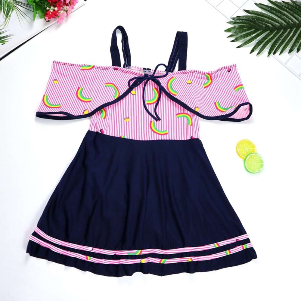 Children's suit children's for girls middle and big school children rainbow printed one piece with edge spring swimsuit, Black
Children's suit children's for girls middle and big school children rainbow printed one piece with edge spring swimsuit, Black