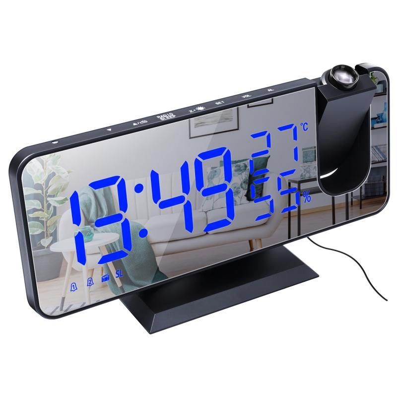 Other Clocks & Accessories 2021 LED Digital Alarm Clock HD Projection With Temperature/humidity Display Radio Function USB Mirror Bedside